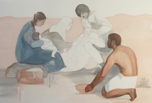 Les exilés, huile sur toile, 90x130cm.